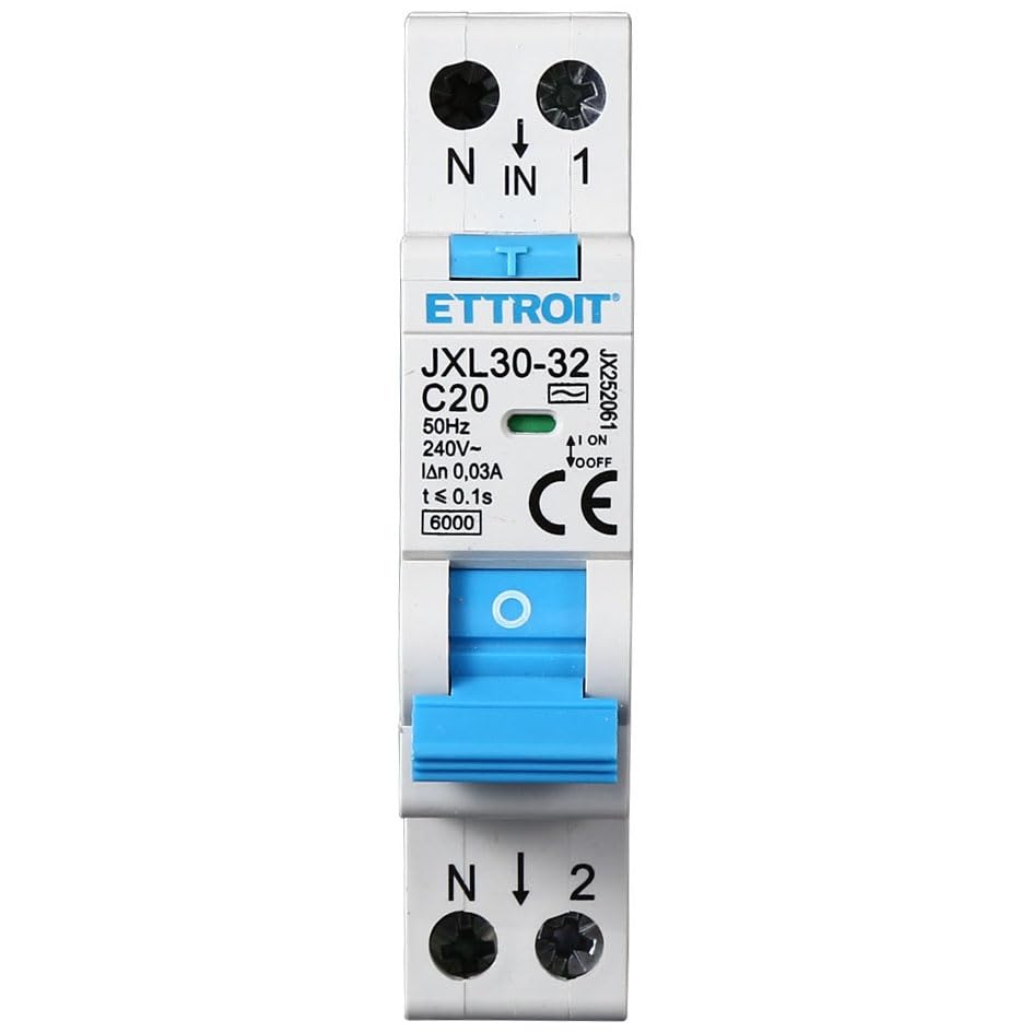Interruttore Magnetotermico Differenziale 1P+N 20A 30mA 220V-6KA 1 modulo 30mA per Guida DIN - Protezione Circuiti e Sicurezza Impianti