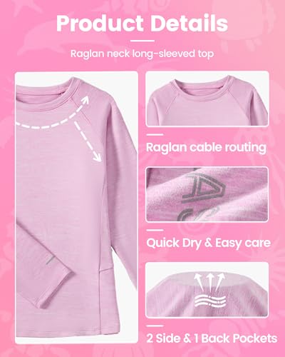Image of Angel season Boys Girls Long Sleeve Shirts Breathable Moisture Wicking Athletic Activewear T-Shirt for Kids, 5-14 Years