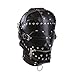Fully Enclosed PU Leather Mask, Fashionable Punk Hood, Unisex, Meticulously Crafted-USRT05 (Black)
