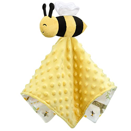 BORITAR Baby Security Blanket Soft Baby Lovey Unisex Lovey Baby Gifts for Newborn Boys and Girls Baby Snuggle Toy Baby Bee Stuffed Animal Yellow 14 Inch