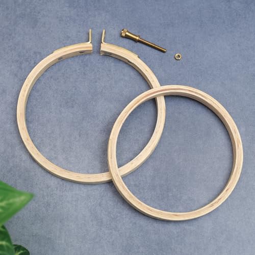 Image of Embroiderymaterial 4 Inch Round Wooden Embroidery Hoop Frame with Brass Metal Screw (1 Piece)
