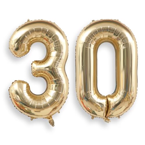 AULE 40 Inch Light Gold 30 Balloon Number Foil 0-9 Birthday Big Numbers