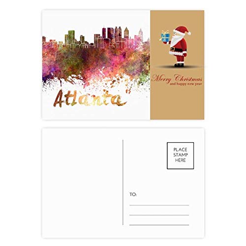 Cartes postales Atlanta aquarelle avec Père Noël en lot de 20 pièces pour correspondance
