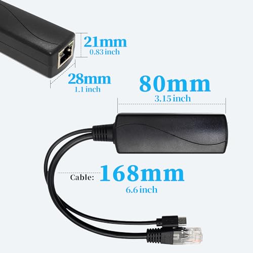 Image of 2.5G PoE Splitter 36W 12V /3A, PoE to Type-C 12V /3A Output, 2.5Gbps Ethernet Comply IEEE802.3bt, Plug and Play(TYPEC5712BG) (Pack of 2)