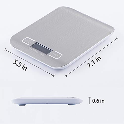 Stickit Graphix Digital Kitchen Scale,Food Scale Weight Grams and Ounces for Baking and Cooking,Stainless Steel and LCD Digital Display (Silver) - Thumbnail 3