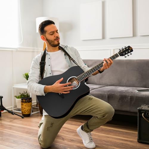 Vangoa 4/4 Acoustic Guitar For Beginner Adult Full Size Dreadnought Acustica Guitarra Bundle Kit Cutaway Starter Folk Guitar Set With Gig Bag, Picks, Strings, Capo, Tuner, Strap, Pickguard, Black thumb #7