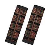 Nuzjahu Old-Fashioned Bookshelf Print 2 Pack Luggage Handle Wraps for Suitcase Neoprene Travel Bag Handle Cover/Tags/Identifiers/Marker/Grips Travel Accessories for Airplane