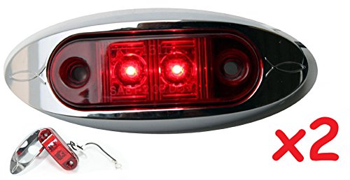 Pair 2 AutoSmart KL-15114RE RED Oval LED Clearance/Side Marker Light with Chrome Bezel for TRUCK TRAILER Pair 2" AutoSmart KL-15114RE RED Oval LED Clearance/Side Marker Light with Chrome Bezel for TRUCK TRAILER