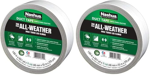Image of Nashua 398 Polyethylene Coated Cloth Professional Grade Duct Tape, 55 m Length, 48 mm Width, White (Pack of 2)