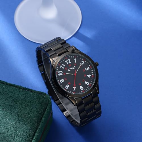 Image of BUREI Men's Wrist Watch, Analog Stainless Steel Dress Waterproof Quartz Watch for Men with Japanese Movement,Refined Gifts for Men, Boyfriend, Husband, Dad