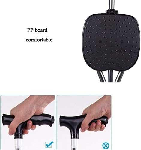 Bastón plegable con luz LED, 5 alturas ajustables, base de 3 patas para estabilidad, ayuda a la movilidad para personas mayores y discapacitadas
