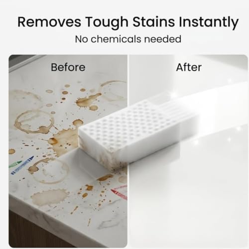 Image of Magic Eraser Cleaning Sponge for Wall Cleaning, Chemical-Free Multi-Purpose Cleaning Sponge for Kitchen, Bathroom, Shoes, Switch Boards & Tough Stain Removal, Pack of 2