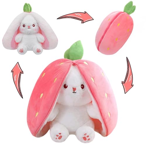 MIAODAM Easter Bunny Stuffed Animal, Carrot and Strawberry Bunny Plush