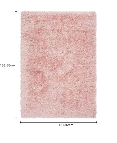Image of Carpet for Living Room, 4x6 Feet Pink Solid Plain Modern Polyster Luster Shaggy Ultra Thick and Pluffy Soft Shag Area Rug for Your Bedroom, Kid Room, Office and Home