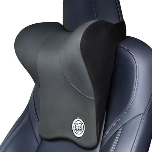 TKLoop Car Neck Pillow for Driving Seat, Soft Memory Foam Headrest Pillow with Adjustable Strap and Removable Cover, Ergonomic Neck Support for Car, Office Chair, Gaming Chair – Dark Grey
