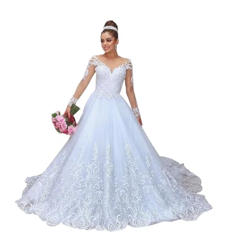 Vestidos de casamento de renda com apliques de ilusão plus size p...