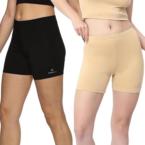 Image of Bodyband Cycling Shorts for Woman mid Waist Stretchable Seamless Shorts for Women, Skin Fit Tights for Gym, Running, Cycling, Yoga Shorties for Womens & Girls