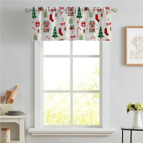 Cortinas opacas de poliéster con patrón de Navidad para bloquear la luz en la cocina 4
