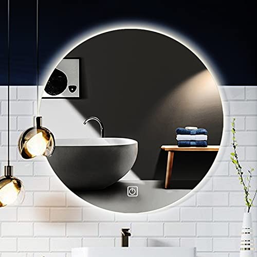 ADASP Espejo de baño, espejo de tocador LED, espejo montado en la pared, espejo de maquillaje iluminado LED retroiluminado, control de interruptor táctil (color: luz blanca, tamaño: 80 cm) Cover