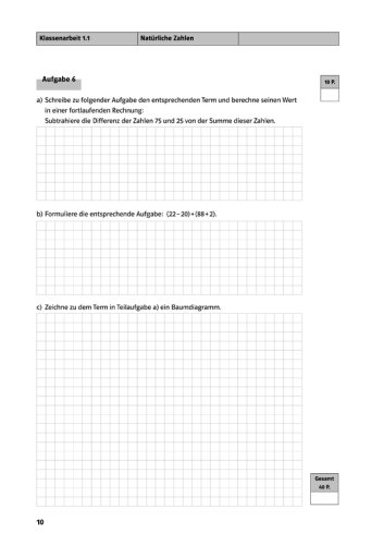 Bessere Noten in Klassenarbeiten Mathematik 5. Schuljahr - Gymnasium