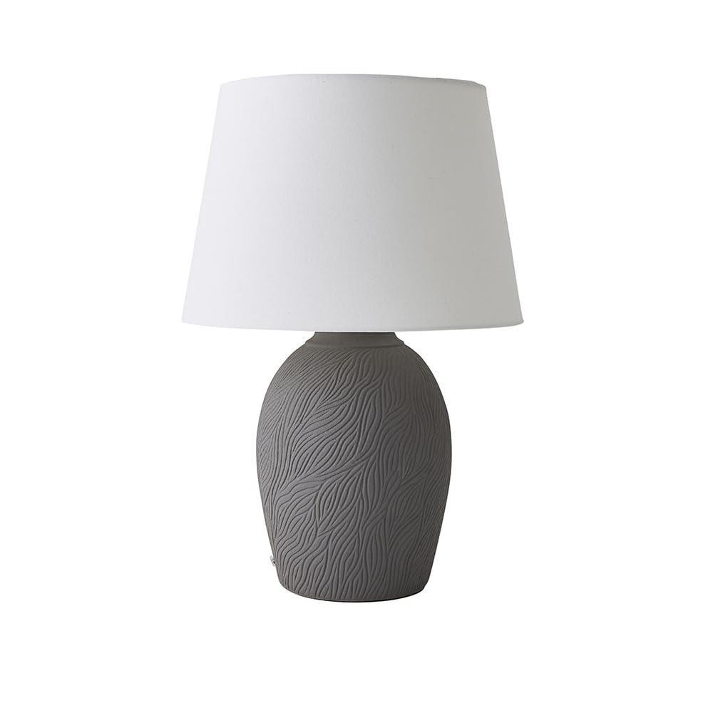 ValueLights | Clint Linen Tapered Shade Grey Etched Hand Finished Ceramic Table Lamp with Bulb | Table Lamps, Home Décor & Improvement Essential | Light Bulb Included