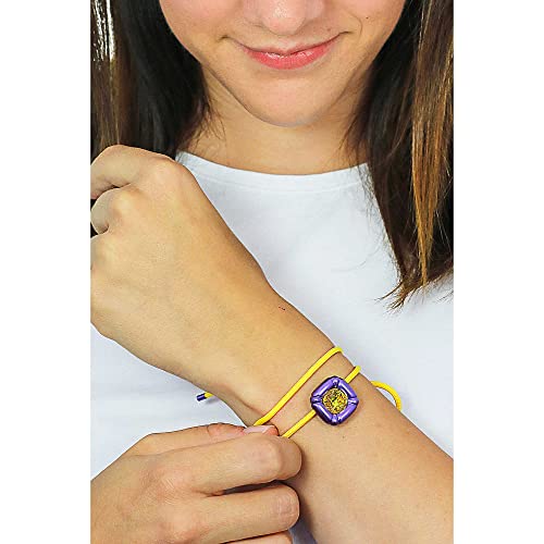 Swarovski Dulcis Necklace with Yellow Crystal in Purple Molded Setting on a Yellow Braided Cord, Part of the Dulcis Collection4