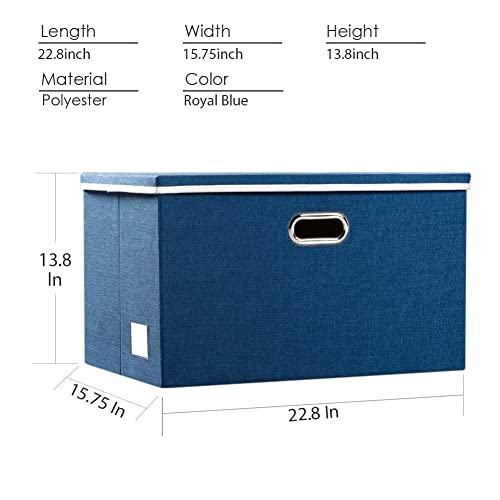 Image of PRANDOM Extra Large Collapsible Storage Bins with Lids [5-Pack] Linen Fabric Foldable Storage Baskets Boxes Organizer Containers Cube with Cover for Bedroom Closet Office Nursery (22.8x15.75x13.8)