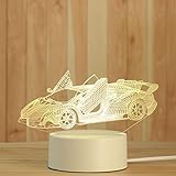 レーシング3DナイトライトタッチテーブルランプカラフルなUSBは子供の寝室の装飾の誕生日プレゼントに導かれました CDKPAWMZ