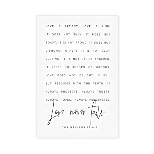 ZYGNBHL Lienzo literario cristiano de 13 Corintios, arte de pared, dormitorio, oficina, habitación, regalo, sin marco, 30,5 x 45,7 cm