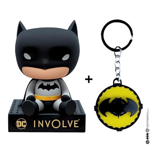 Image of Involve DC Batman Bobblehead Fiber Car Perfume with Batman Keychain | Action Figure Bobblehead | OFFICIAL DC MERCHANDISE Limited Edition for Car Dashboard idol & Office Desk | Dashboard Figurine