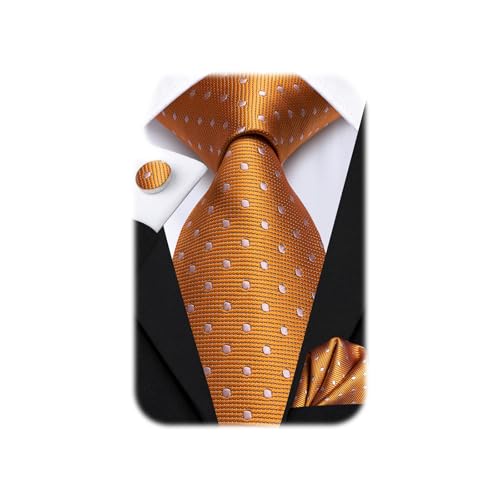 Image of Dubulle Mens Paisley Striped Tie Woven Necktie for Men and Handkerchief Cufflinks Set Wedding Formal Business