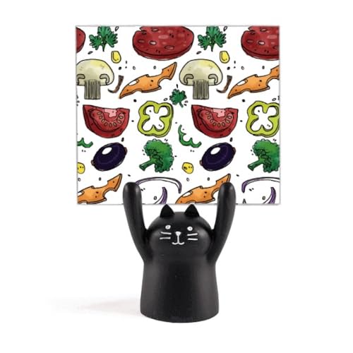 Mémo de dessin animé chat noir avec pince pour fiches de recettes