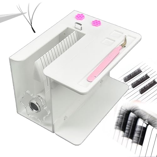 agreilduite Machine à Éventail de Cils - Créateur de Volume Facile, Double Plateau Extensible, Dispensateur Portable pour Artistes de Cils Particuliers & Professionnels,White