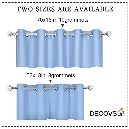 Decovsun Light Sky Blue Valances For Windows 70X18 Inches Blackout Thermal Insulated Valance With Grommet Top For Kitchen Living Room Short Straight Drape Valance For Bedroom Kids Room 1 Panel #TOP5