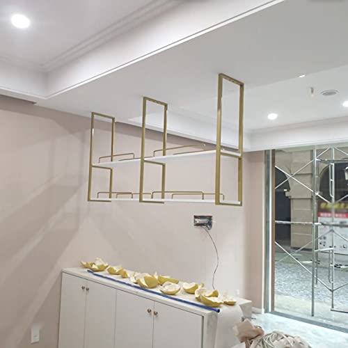 Hanging Wine Glass Rack Ceiling Mount Shelf Industrial Ceiling Mount Shelf Hanging Floating Shelf, 2 Layer Metal Floating Shelves For Wall Bookshelf, Rustic Garage Storage Rack Wood Shelves (Color : #TOP4