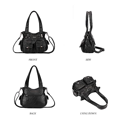 Image of KL928 Women's Shoulder Purse Large Hobo Tote PU Leather Multi-Pocket Bag | Large capacity, water-resistant, easy-clean, adjust strap, fits 10.2 inchipad, pockets, compartments, zipper, shop, travel, daily