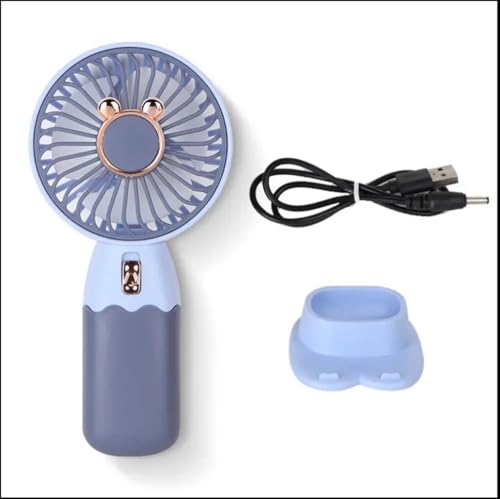 Image of MIRADH Mini Handheld Fan (Upto 2 Hours Running) Rechargeable Battery Operated Portable Fan, Desk Fan, Carry It Anywhere (SKY BLUE)