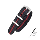 PIGLOLKINY Cinturino for orologio in nylon 20mm 22mm di ricambio for cinturino a strisce Accessori for cinturini militari for For T-udor(Navy black red 1,22mm)