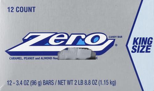 Miniatura 7 de ZERO Caramelo blanco, caramelo, turrón de maní y almendras, envueltos individualmente a granel, barras de 3.4 onzas (12 unidades)