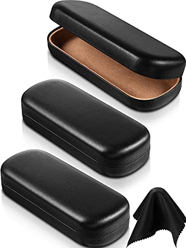 3 Pieces Black Hard Shell Glasses Case Portable Hard Eyeglasses Case Pocket Size Sunglasses Case for Men Women Student