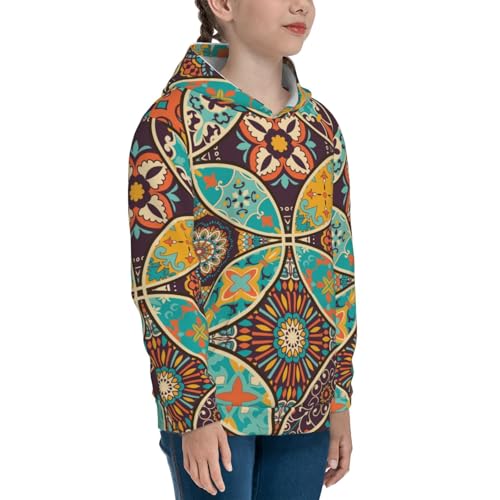 Mandala Flower Element Kids Pullover Hoodies Boys Sweatshirts Girls Athletic Clothes with Pocket3