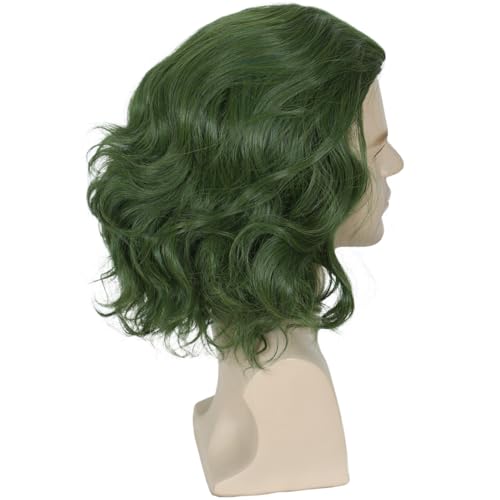 Linfairy Short Green Clown Wig Halloween Cosplay Costume Curly Wig