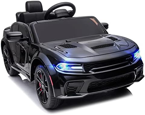 12V Kids Ride on Car Licensed Dodge Kids Electric Vehicle Toy, Battery Powered Toy Electric Car w/Remote Control, MP3, Bluetooth, LED Light, Ride On Toy w/3 Speeds and Suspension System, Black
