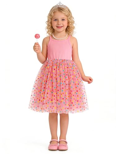 Image of GSVIBK Baby Girls Tutu Dress Sleeveless Toddler Cotton Tulle Skirt Princess Party Prom Dresses