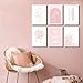 6pcs Pink Coastal Beach Preppy Wall Art Surfer Girl Bow Shells Aesthetic Painting Picture Wall Decor No Wake Zone Poster Print Artwork for Bedroom Bathroom Living Room Preppy Dorm Home Decoration