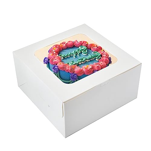Zzrywuty White 10x10x5 Inches Cake Box with Cake Boards (60Pcs,30Pcs Boxes and 30Pcs Boards) Bakery Boxes with Clear Window for Cake,Dessert,Cookie,Birthday,Party,Wedding by Zzrywuty - Image 4