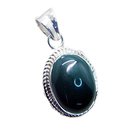 Pendentif onyx vert véritable collier ovale argent 925 fait main