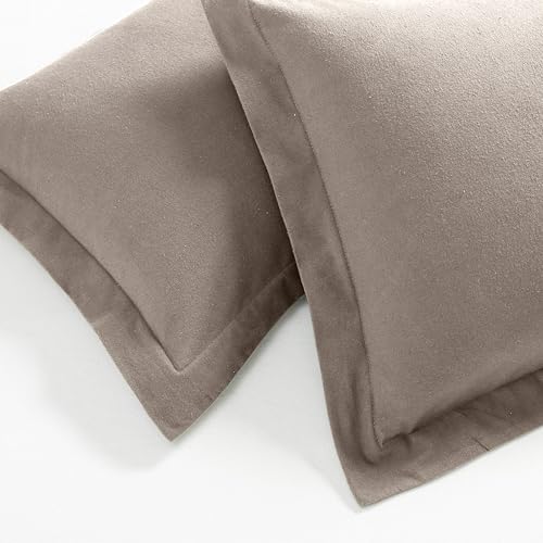Image of Superior Rome Flannel Cotton Duvet Set, Soft Brushed Duvet Cover, Modern Farmhouse Bedding, Basics, Comforter or Duvet Insert Cover, Includes; Duvet Cover, Pillow Sham, Twin, Solid Grey