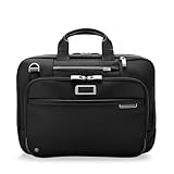 Briggs & Riley Medium Expandable Briefcase - Laptop Bag for Work & Travel, Briefcases for Men & Women, Includes Shoulder Strap, Self-Repairing Zipper, Fits up to 15' Computer - @work Collection, Black