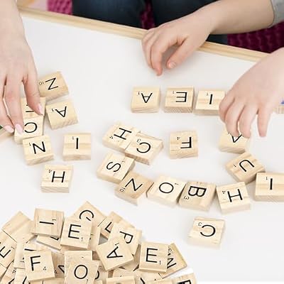 100 Pcs Wooden Spelling Tiles, Replacement Letters Wood Letter Tiles, Tiles for Crafts A-Z Capital Letters for Crafts Wedding Decor Alphabet Coasters & Crossword Game DIY Gift